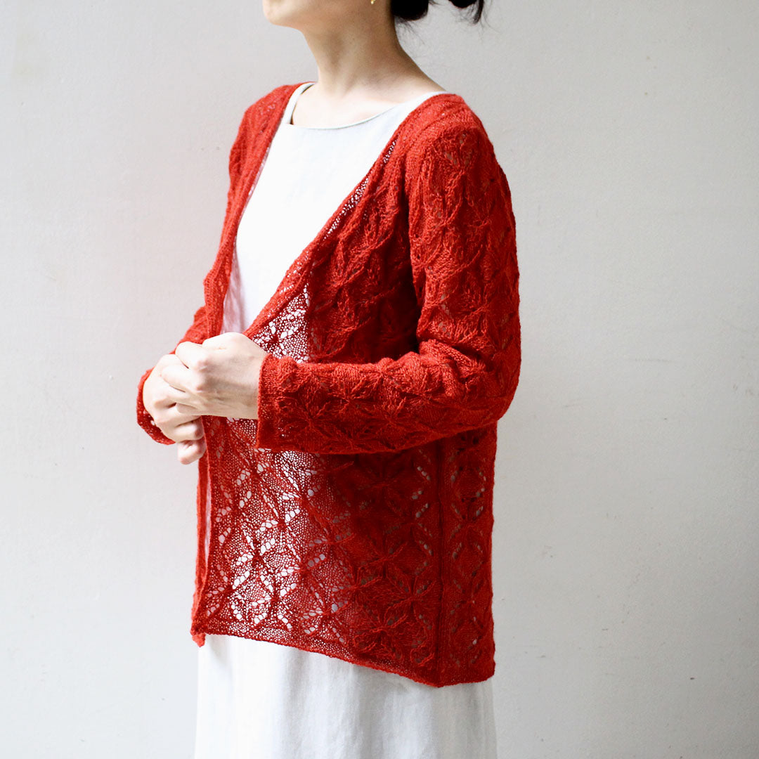萌 MOYURU モユル Design Wool 赤 変形カーディガン アシメ moyuru
