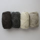 左から dark grey natural,nimbus nepp,aran cream nepp,light grey natural